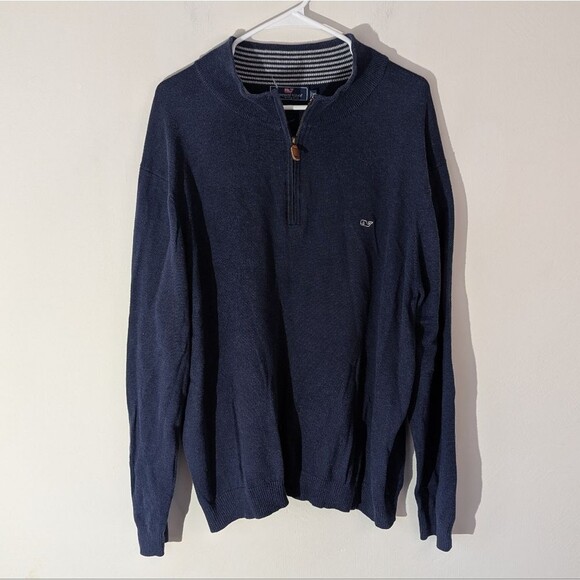 Vineyard Vines Navy Half-Zip Sweater Men's Size XXL - Picture 1 of 6